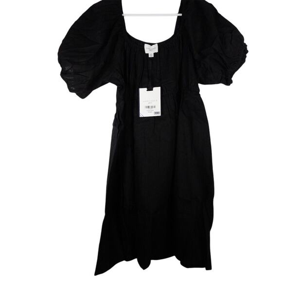 New Tuckernuck Pomander Place Womens 2XL Black Puff Sleeve Ares Mini Dress Linen - Picture 3 of 13
